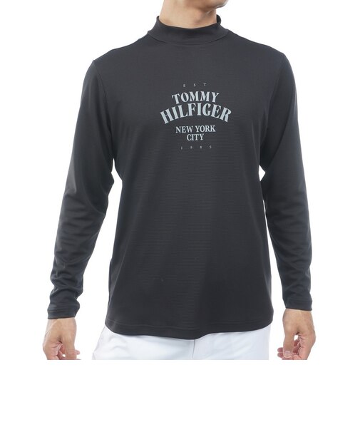 トミーヒルフィガー（TOMMY HILFIGER）ゴルフウェア ワッフル 長袖モックシャツ THMA655-BLK