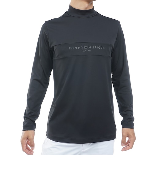 トミーヒルフィガー（TOMMY HILFIGER）ゴルフウェア ベア天 長袖モックシャツ THMA664-BLK