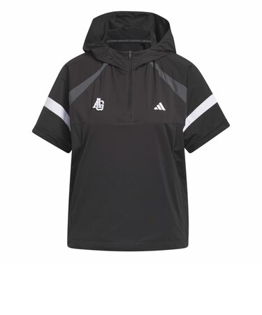 アディダス（adidas）ゴルフウェア アウター 防風 ハーフジップ フード付きアノラックジャケット QD442-KG0145 BLK