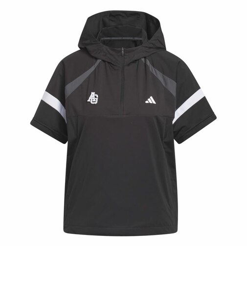 アディダス（adidas）ゴルフウェア アウター 防風 ハーフジップ フード付きアノラックジャケット QD442-KG0145 BLK