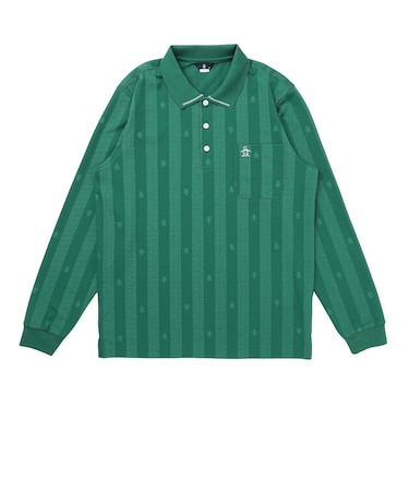 マンシングウエア（MUNSINGWEAR）ゴルフウェア ペンギンストライプジャガード長袖ポロシャツ MG6FLS48M GR00