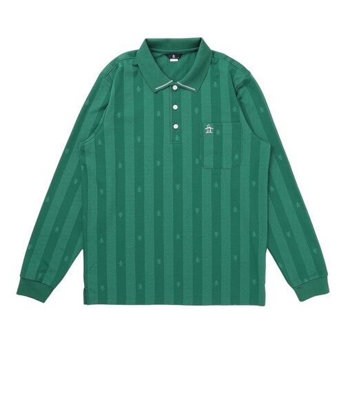 マンシングウエア（MUNSINGWEAR）ゴルフウェア ペンギンストライプジャガード長袖ポロシャツ MG6FLS48M GR00