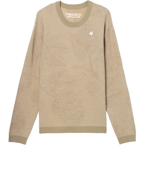 ルコックスポルティフ（lecoqsportif）ゴルフウェア リーフ柄ジャカード長袖クルーネックセーター LG6FST00M BG00