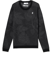 ルコックスポルティフ（lecoqsportif）ゴルフウェア リーフ柄ジャカード長袖クルーネックセーター LG6FST00M BK00