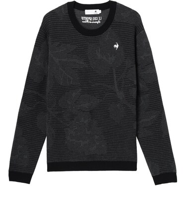 ルコックスポルティフ（lecoqsportif）ゴルフウェア リーフ柄ジャカード長袖クルーネックセーター LG6FST00M BK00