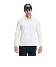 マンシングウエア（MUNSINGWEAR）ゴルフウェア 吸汗速乾モノグラム総柄プリント長袖ポロシャツ MG6FLS34M WH00