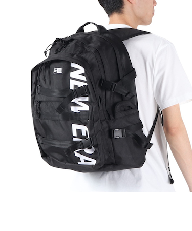 ニューエラ（NEW ERA）リュック キャリアパック 35L プリントロゴ バックパック 11783327 ブラック ホワイト