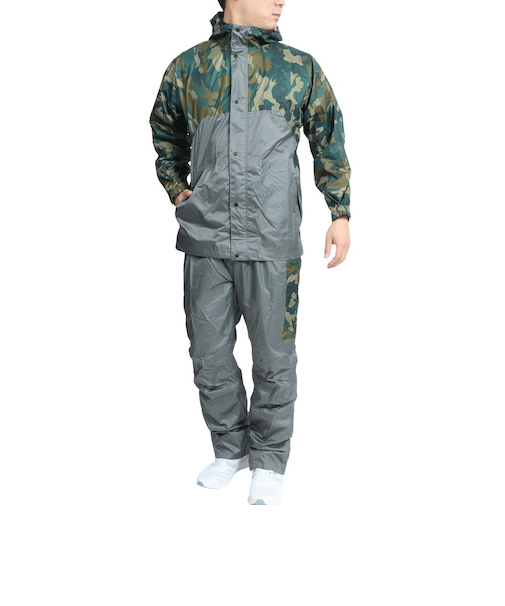 マック（Makku）レインウェア 上下セット 雨具 防水 透湿 軽量 クロスオーバーレインスーツ AS-8510 GR グレー