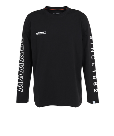 マムート（MAMMUT）長袖Tシャツ ロンT QD ロゴプリント 1016-01030-00255 ブラック トップス 袖ロゴ ストレッチ 軽量