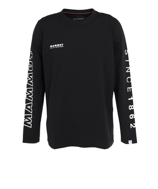 マムート（MAMMUT）長袖Tシャツ ロンT QD ロゴプリント 1016-01030-00255 ブラック トップス 袖ロゴ ストレッチ 軽量
