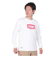 チャムス（CHUMS）高耐久 長袖Tシャツ ロンT ロゴロングスリーブTシャツ CH01-2273-W014 ホワイト 綿100 厚手