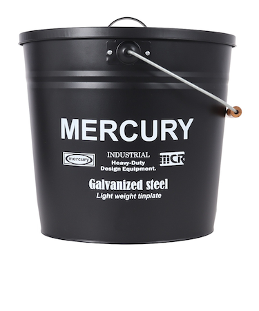 マーキュリー（MERCURY）ブリキバケツ オーバル 蓋付き ブラック MEBUBOMB