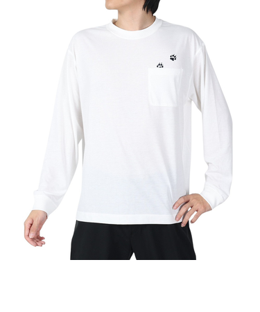 ジャックウルフスキン（JackWolfskin）長袖Tシャツ ロンT JP PAW IN ポケット長袖Tシャツ 5030821-5055 ホワイト