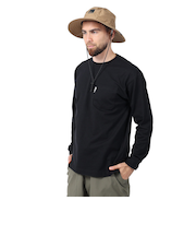 ジャックウルフスキン（JackWolfskin）長袖Tシャツ ロンT JP POCKET ポケットTシャツ V2 5022584-6000 ブラック