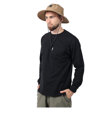 ジャックウルフスキン（JackWolfskin）長袖Tシャツ ロンT JP POCKET ポケットTシャツ V2 5022584-6000 ブラック