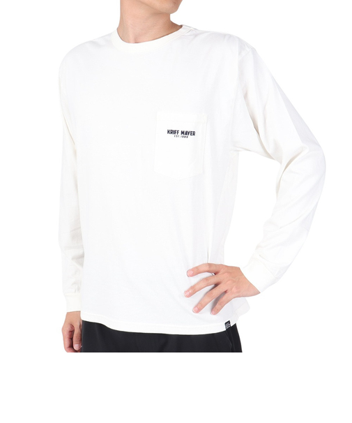 クリフメイヤー（KRIFF MAYER）長袖Tシャツ ロンT キャンプラビットプリントポケ 長袖Tシャツ 2317801-5:OFF ホワイト