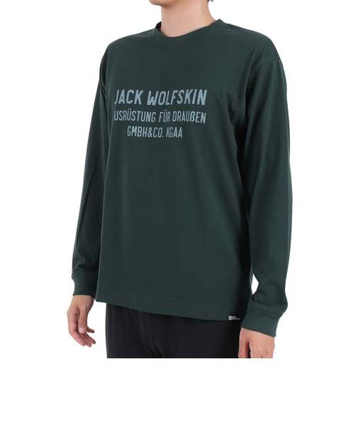 ジャックウルフスキン(JackWolfskin)長袖Tシャツ ロンT JP CORP SIGN 長袖Tシャツ 5032551-4161 ダークグリーン