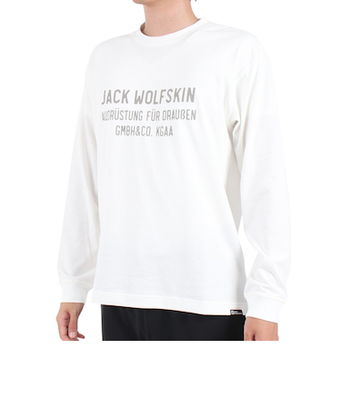 ジャックウルフスキン(JackWolfskin)長袖Tシャツ ロンT JP CORP SIGN 長袖Tシャツ 5032551-5055 ホワイト