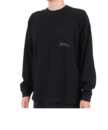 ジャックウルフスキン（JackWolfskin）長袖Tシャツ ロンT COZY WAFFLE 長袖Tシャツ 5032561-6000 ブラック