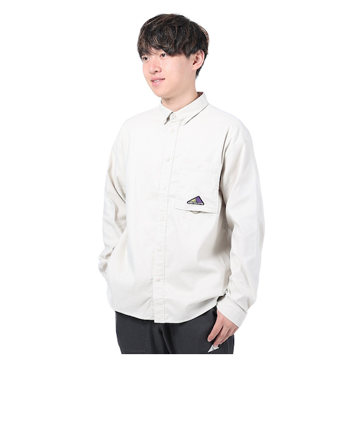 ニューバランス（new balance）長袖シャツ MT1996 テックフランネルボタンシャツ AMT35017TWF ベージュ 吸汗速乾 UVカット