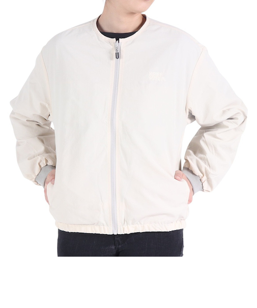 クリフメイヤー（KRIFF MAYER）アウター リバーシブル ノーカラー ひっくりライトジャケット 2334401L-8:IVORY ホワイト×ブルー