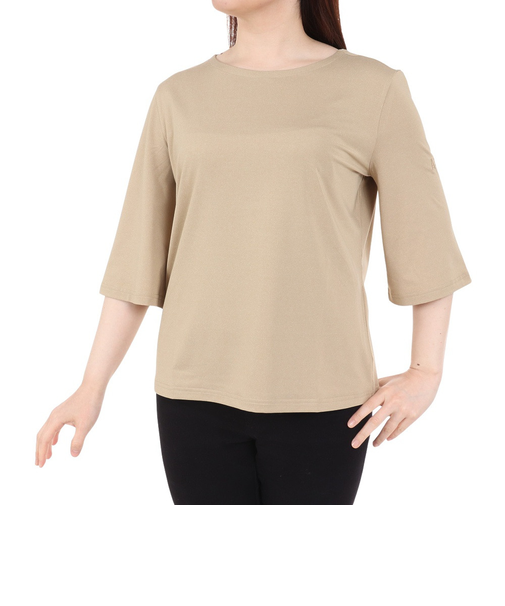 吸水速乾 ボートネック 半袖Tシャツ ZTFAT46-003 ベージュ
