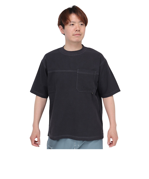 ジャックウルフスキン(JackWolfskin)温度調節機能 高通気 ヘンプウッドワーカー プルオーバー 5033891-6350 ブラック