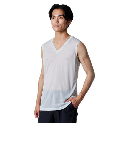 ミズノ（MIZUNO）カルエアー 速乾 アンダーシャツ Vネック ノースリーブ C2JAB11304 シルバー