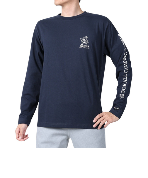 ボンファイア(Bonfire)速乾 ドライ 長袖Tシャツ ロンT キャンピングラヴァーズTシャツ 50BNF4SCD2310 NVY ネイビー 袖プリント