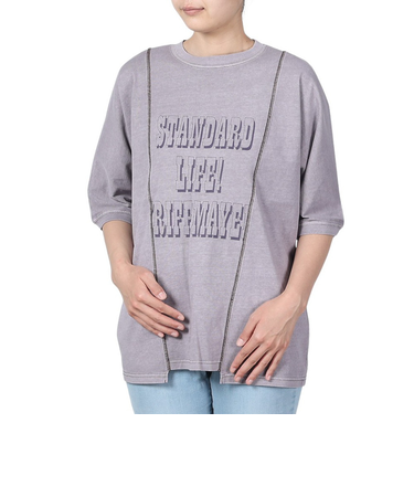 クリフメイヤー（KRIFF MAYER）リメイク風 ピグメント モモンガ 半袖Tシャツ 2347203L-89 PURPLE