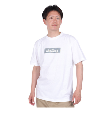 ワイルドシングス（WILD THINGS）ボックス ロゴ 半袖Tシャツ WT24062K-WHITE
