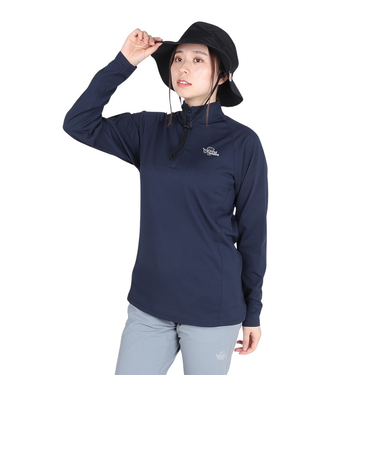 POLEWARDS（POLEWARDS）長袖 DRY COMFORT ハーフジップ Tシャツ PW2RHB10 NVY ネイビー 吸汗速乾 ストレッチ