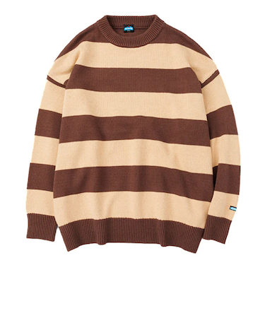 ボーダーニット セーター 19823012 ブラウンベージュ