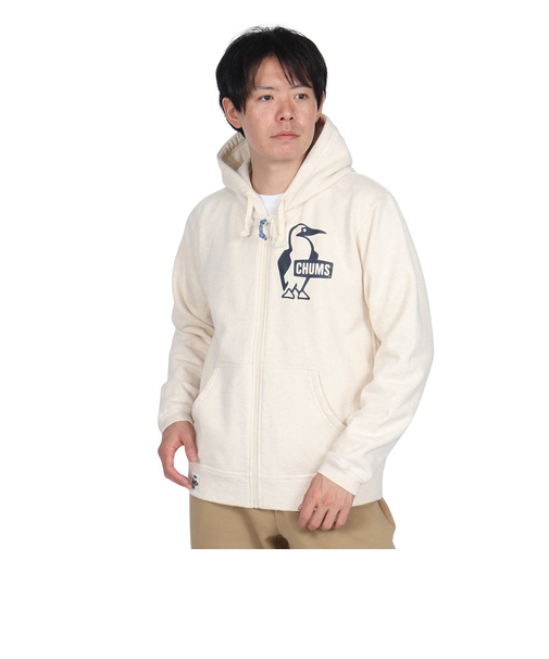 チャムス（CHUMS）スウェット パーカー ブービー ロゴ ジップパーカー CH00-1420-W095 オフホワイト 裏起毛 綿100