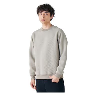 ミズノ（MIZUNO）長袖Tシャツ ロンT 発熱素材 ブレスサーモ リップルキルト クルーネックシャツ B2MCA51153