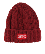 チャムス（CHUMS）ニット帽 ニットキャップ ネパールニットワッチ CH05-1397-R026 エンジ ウール100％ ケーブル編み