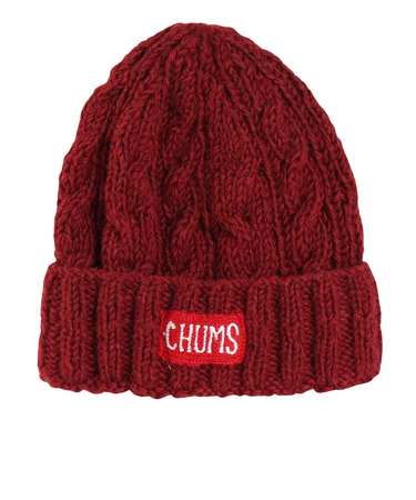 チャムス（CHUMS）ニット帽 ニットキャップ ネパールニットワッチ CH05-1397-R026 エンジ ウール100％ ケーブル編み