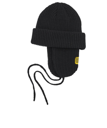 キウ（Kiu）ニット帽 ニットキャップ  2WAY YARN イヤーフラップビーニー K381-900 ブラック 汚れにくい