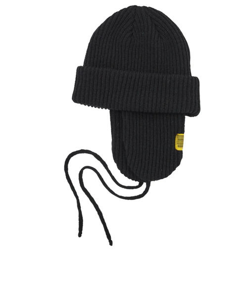 キウ（Kiu）ニット帽 ニットキャップ  2WAY YARN イヤーフラップビーニー K381-900 ブラック 汚れにくい