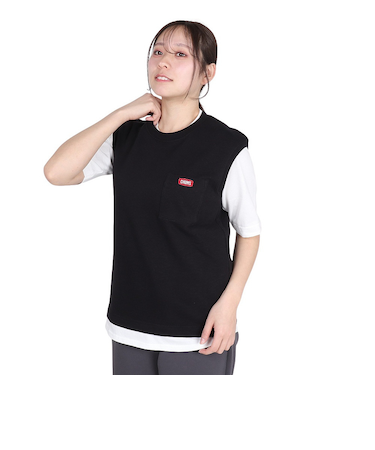 チャムス（CHUMS）半袖Tシャツ + ベスト キーストーン レイヤードTシャツ CH10-1493-K001 ブラック 重ね着 セット