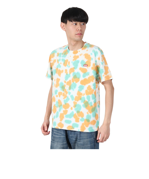 チャムス（CHUMS）半袖Tシャツ エルブレスコラボ LB ロゴ Glow Tシャツ CH01-2574-Z358 オレンジ×グリーン 蓄光 綿100