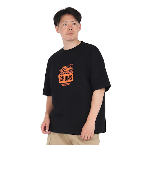 チャムス（CHUMS）半袖Tシャツ スペースブービーTシャツ CH01-2545-K001 ブラック 綿100 オーバーサイズ