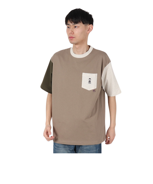 コールマン（Coleman）バイカラー ポケット 半袖Tシャツ X5534A BEG