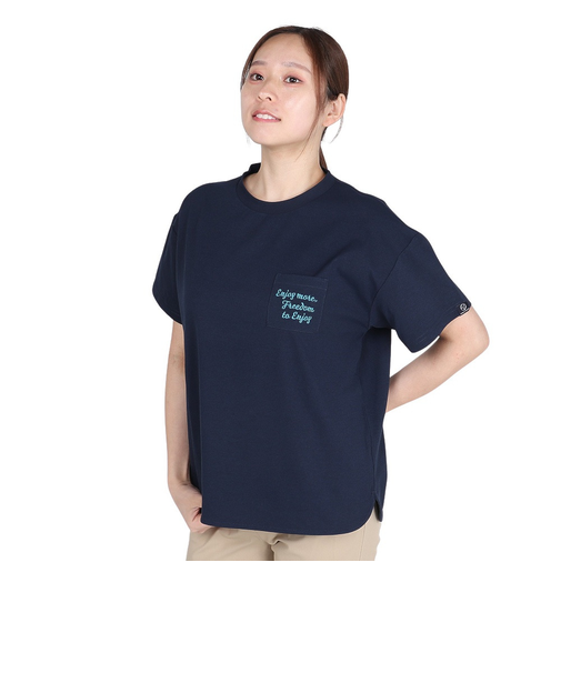 ホールアース（Whole Earth）半袖 ポケット Tシャツ WE2TDZ55 NVY ネイビー 速乾