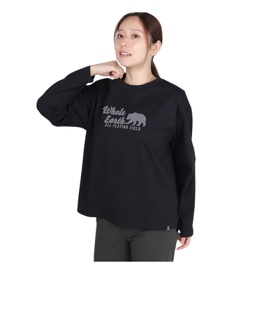 ホールアース（Whole Earth）長袖 BEAR Tシャツ WE2TDZ53 BLK ブラック 速乾