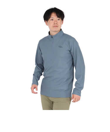 POLEWARDS(POLEWARDS)長袖Tシャツ ロンT Woolmesh ハーフジップ PW2TJB01 BLU ブルー