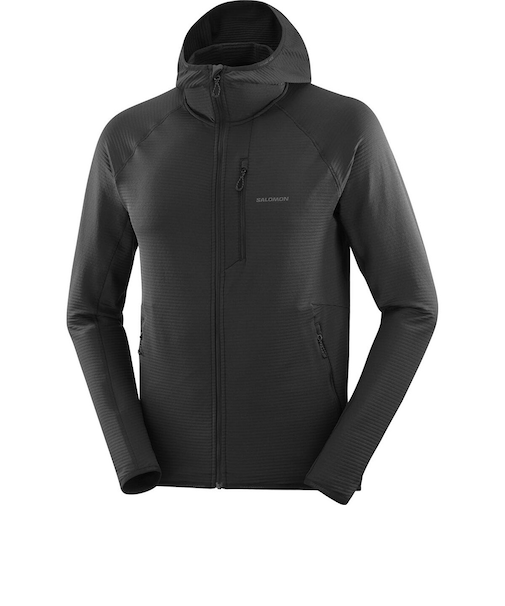 サロモン(SALOMON)フルジップ フリース ESSENTIAL LIGHTWARM 男性用ミドルレイヤージャケット フード付 LC2432500