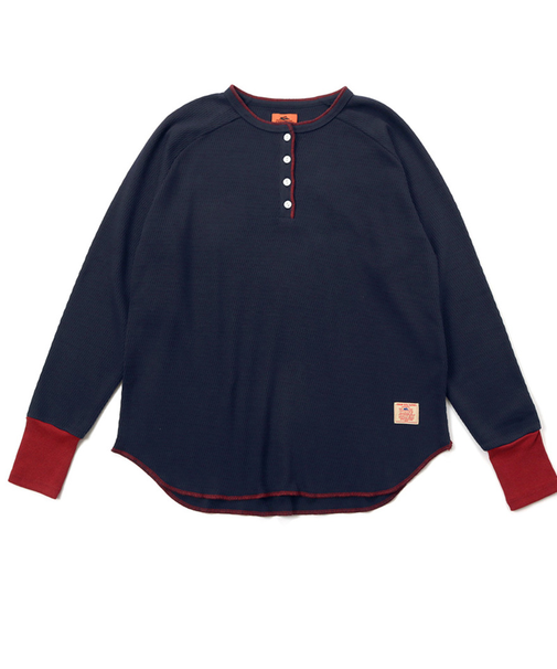 クリフメイヤー（KRIFF MAYER）ハニカムワッフルバイカラーロンT W2517831:79:NAVY