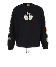 ゴースローキャラバン（GOSLOWCARAVAN）空紡糸裏毛 猫と麦酒 ヘムスピンドルクルースウェットシャツ 352608 BLK