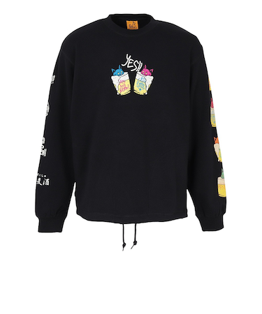 ゴースローキャラバン（GOSLOWCARAVAN）空紡糸裏毛 猫と麦酒 ヘムスピンドルクルースウェットシャツ 352608 BLK